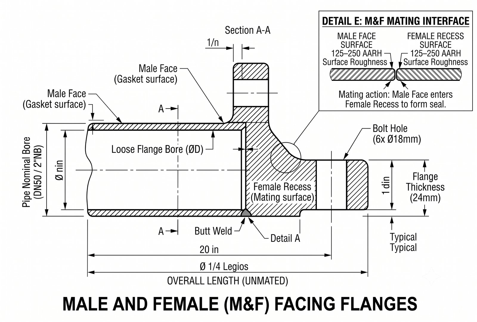 Male and Female (M&F) Facing Flange